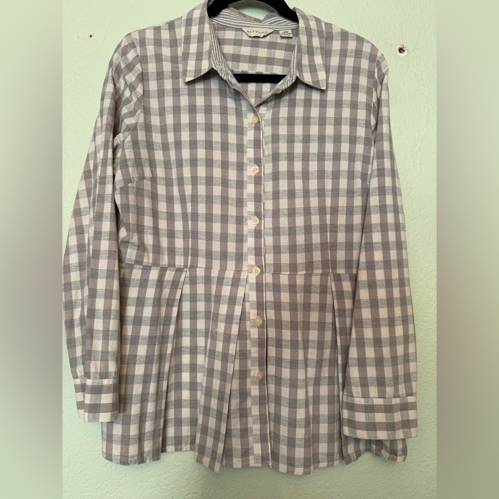 Anthropologie Button Up Peplum Top L